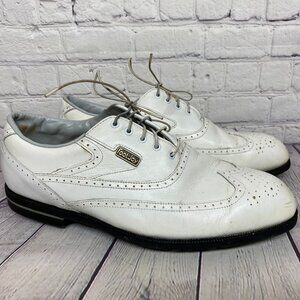 Foot-Joy Golf Shoes Men Size 11 M 53615 White Saddle Spikes Dry Joys Leather